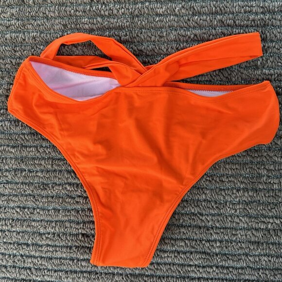Shein Twist Front Push Up 2 Piece Bikini Swimsuit Set Orange Size Large Cheeky - Picture 13 of 13